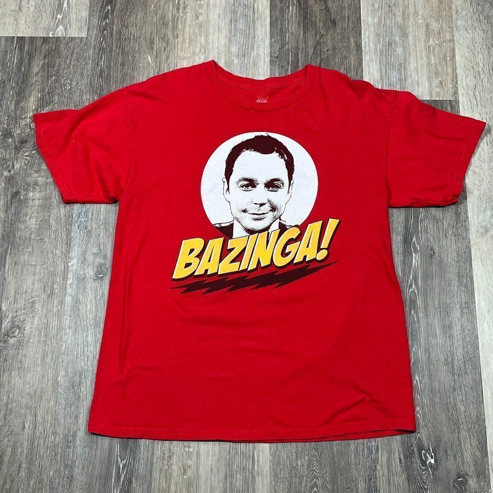 Big Bang Theory Mens T-Shirt - Bazinga! Sheldon Sz Large Ripple Junction